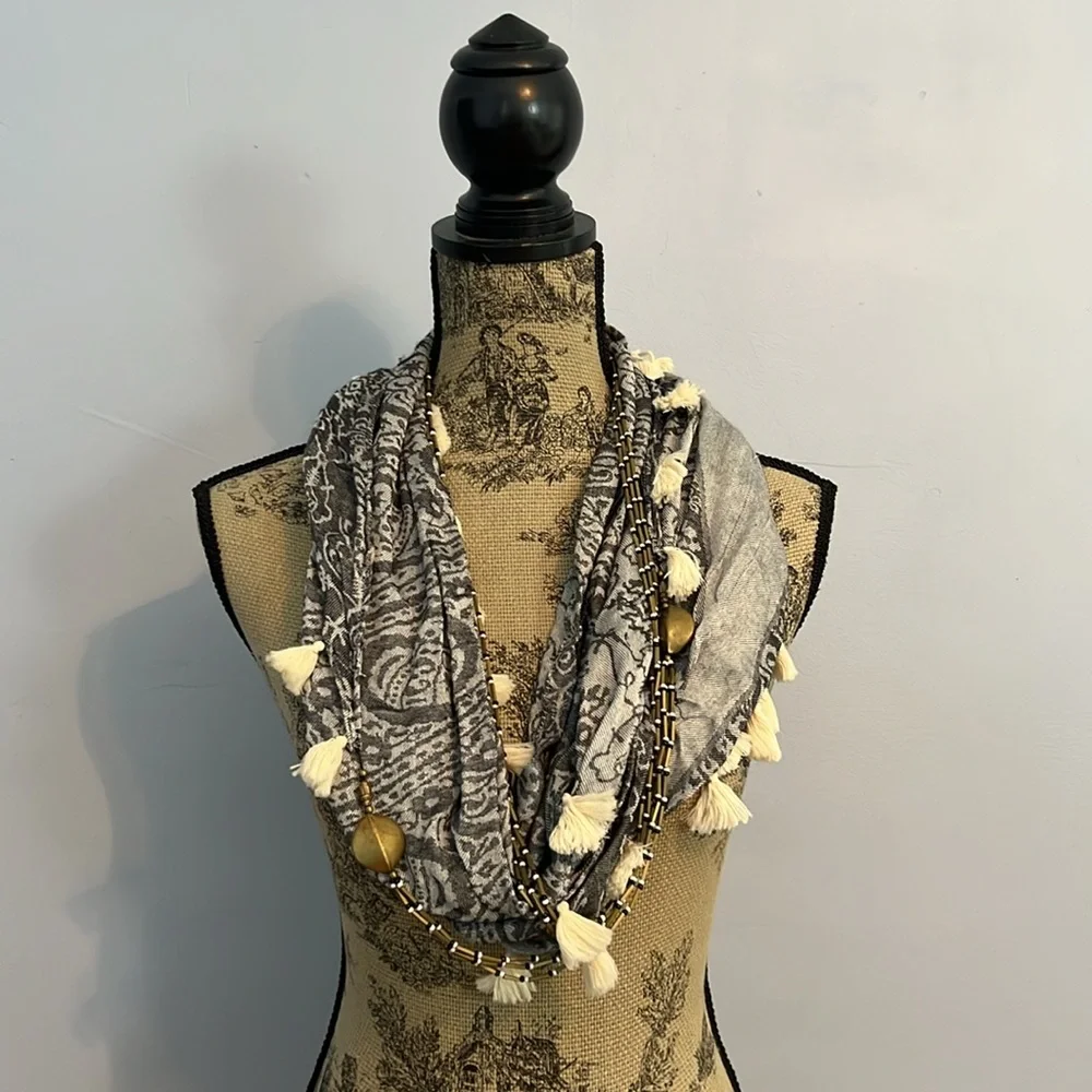 Anthropologie Floreat Tassel Scarf